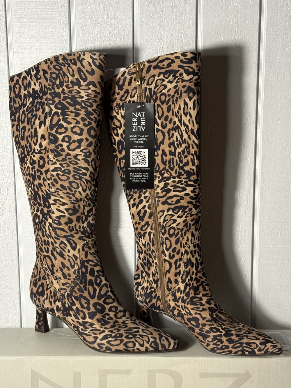 NWT Naturalizer Deesha Leopard Suede Knee High Boots 7.5M Pointed Toe